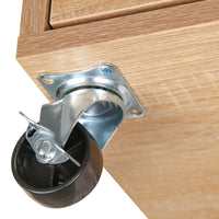 Mobile Multiuso Ufficio Bianco con 3 Mensole, 2 Cassetti e Armadietto con Chiave 4Ruote