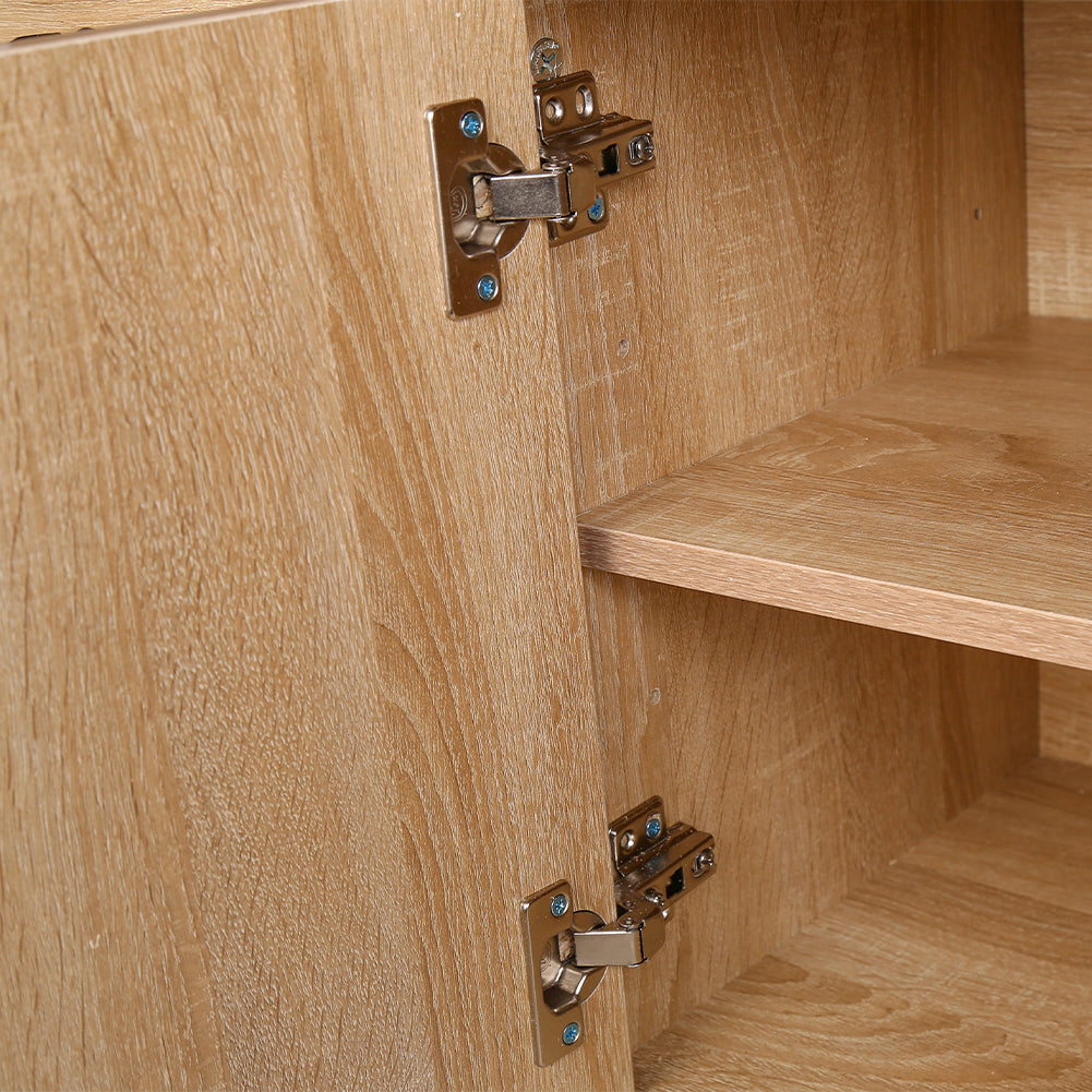 Mobile Multiuso Ufficio Bianco con 3 Mensole, 2 Cassetti e Armadietto con Chiave 4Ruote