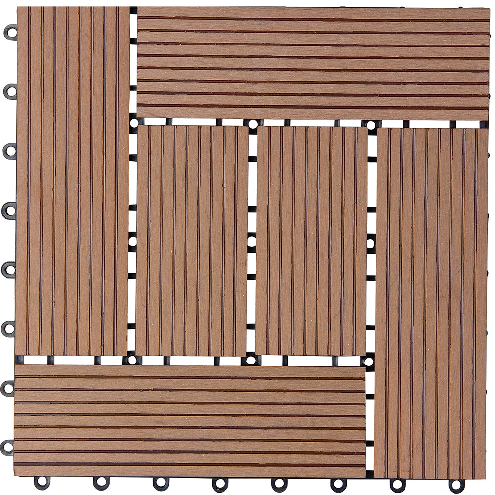 Kit 11 Mattonelle a Incastro per Terrazzo Piastrelle pavimenti 30x30cm in WPC Antiscivolo
