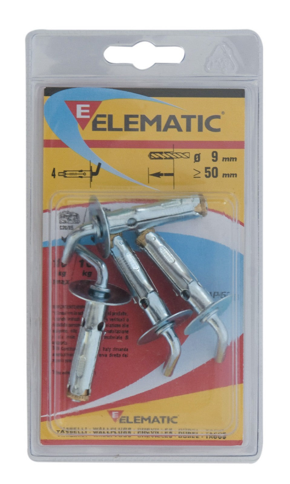elematic blister tassello t61/gm9 gancio medio 4 pz cod:ferx.13084