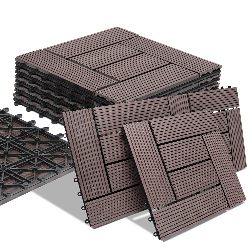 Kit 11 Mattonelle a Incastro per Terrazzo Piastrelle pavimenti 30x30cm in WPC Antiscivolo