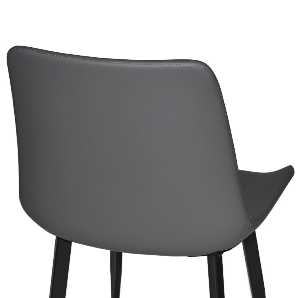 Sedia da pranzo ergonomica in PU grigio con gambe in acciaio al carbonio