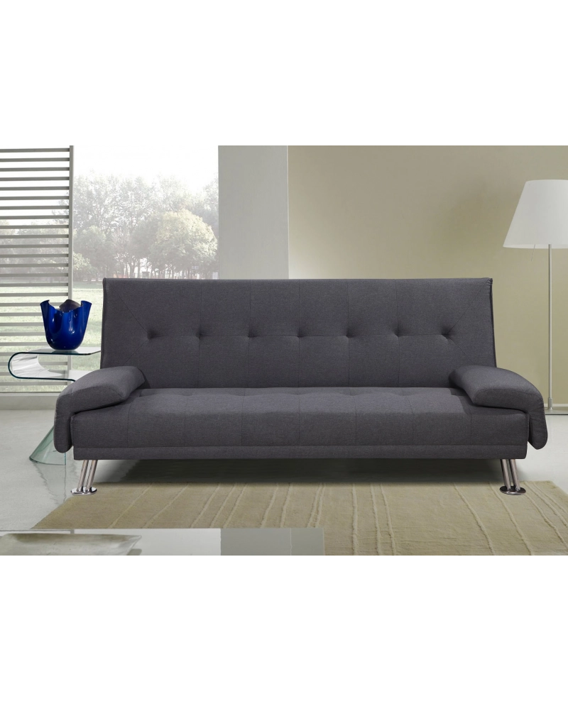 Divano letto reclinabile 3 posti lino microfibra grigio Sicorage Crusy