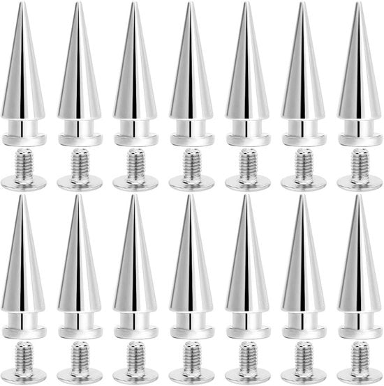 Set di chiodi a spillo metallici da 30 pezzi - 20mm - Argento - per abbigliamento e calzature in pelle
