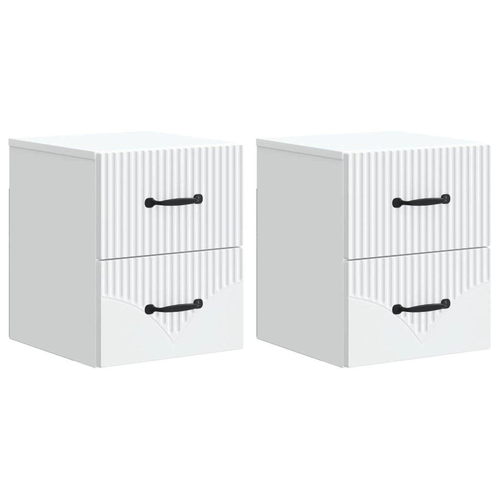 Set di 2 Comodini | Armadio da Notte | Mobiletto da notte a muro Bianco 34,5 x 33 x 40 cm
