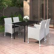 Set da Pranzo da Giardino 5 pz con Cuscini Polyrattan e Vetro cod mxl 71964