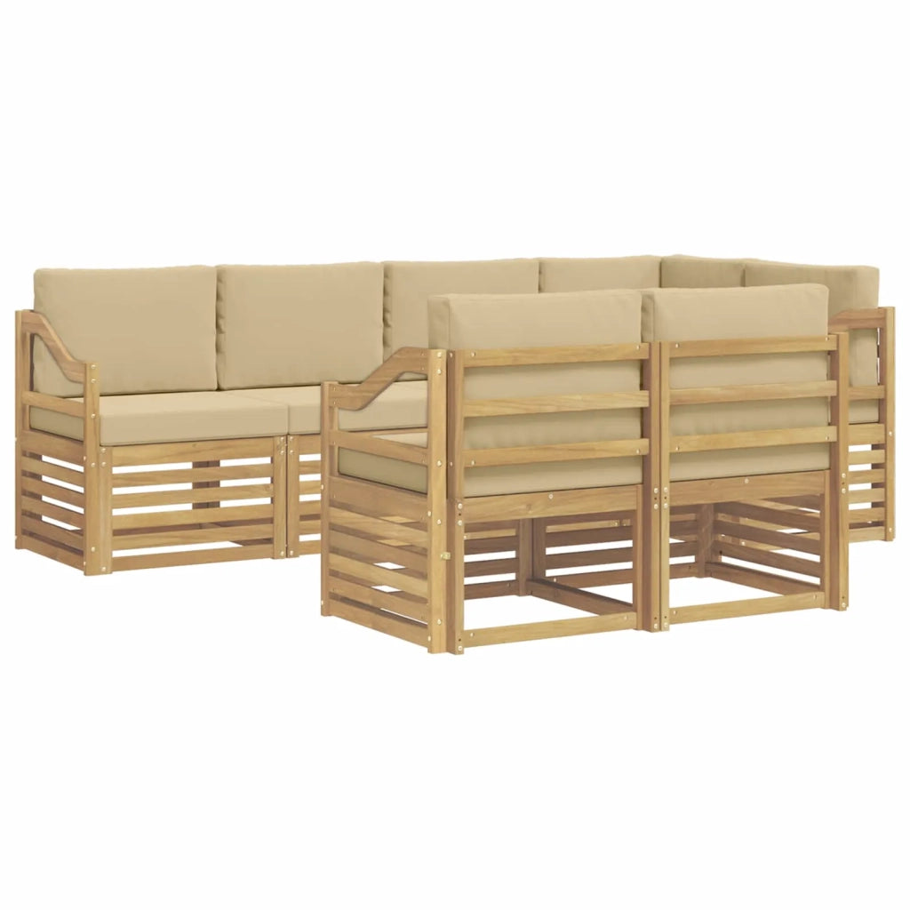 Set di divani da esterno 7 pcs Bianco e Beige