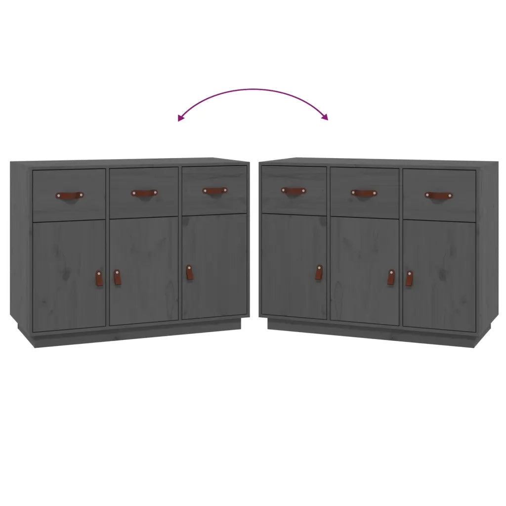 Credenza-Buffet-Armadio da cucina Grigia 100x40x75 cm in Legno Massello di Pino 417066