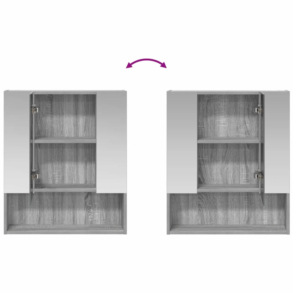 Mobiletto per specchio da bagno Grigio Sonoma 60 x 14.5 x 70 cm 889188
