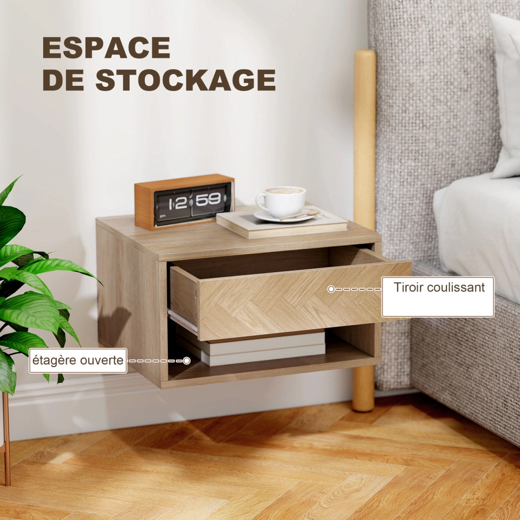 Tavolini da notte a muro ¨C zephmum ¨C legno naturale 37x32x21 cm