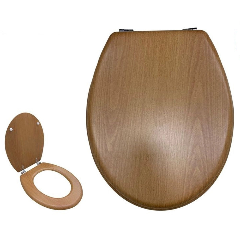 Trade Shop - Copriwater Universale Sedile Copri Wc Water Per Bagno In Legno 18" Con Cerniere 52952a -