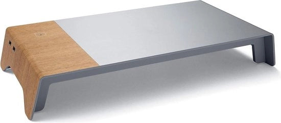 Monitor stand con caricamento USB - caricamento inductive - look in legno metallico acrilico - 52 x 25 x 8 cm