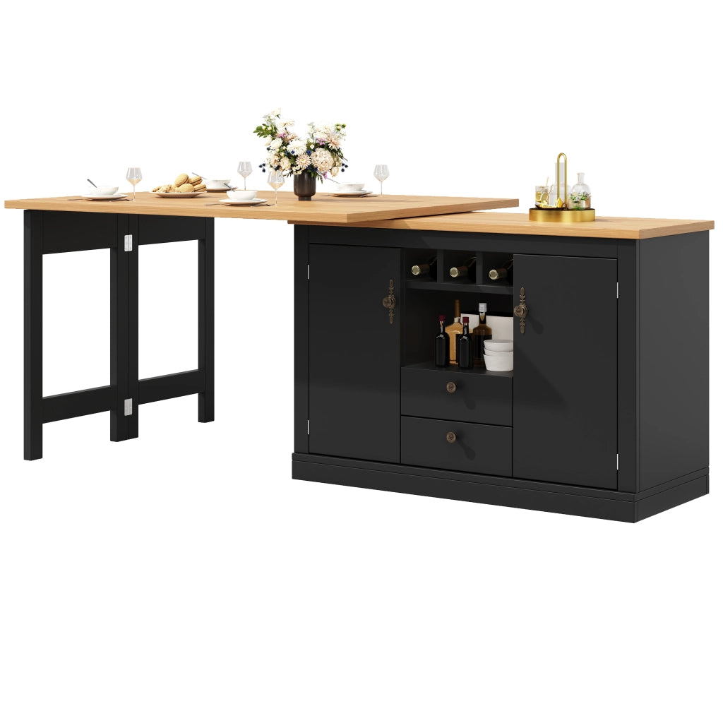 Tavolo Bar Allungabile con Girevole 360¡ã e Vano ¨C MINIMAL ¨C Nero, 120-180 cm