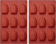 Forma per muffin di silicone con 9 fori Mini forma per muffin di silicone con rivestimento antiscivolo 3D disegno a conchiglia mousse e pudding di cioccolato (rosso)