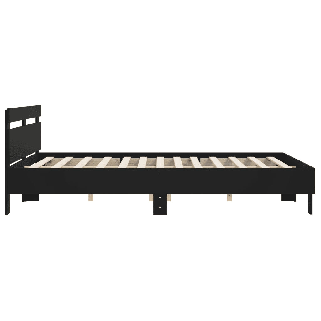 Giroletto con Testiera-Struttura Letto con testiera Nero 160x200 cm in Legno Multistrato