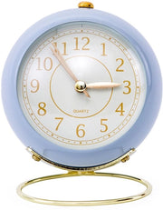 Orologio da tavolo compatto - alimentato da batteria - sveglia silenziosa - cassa rotonda - materiale di alta qualità - design vintage