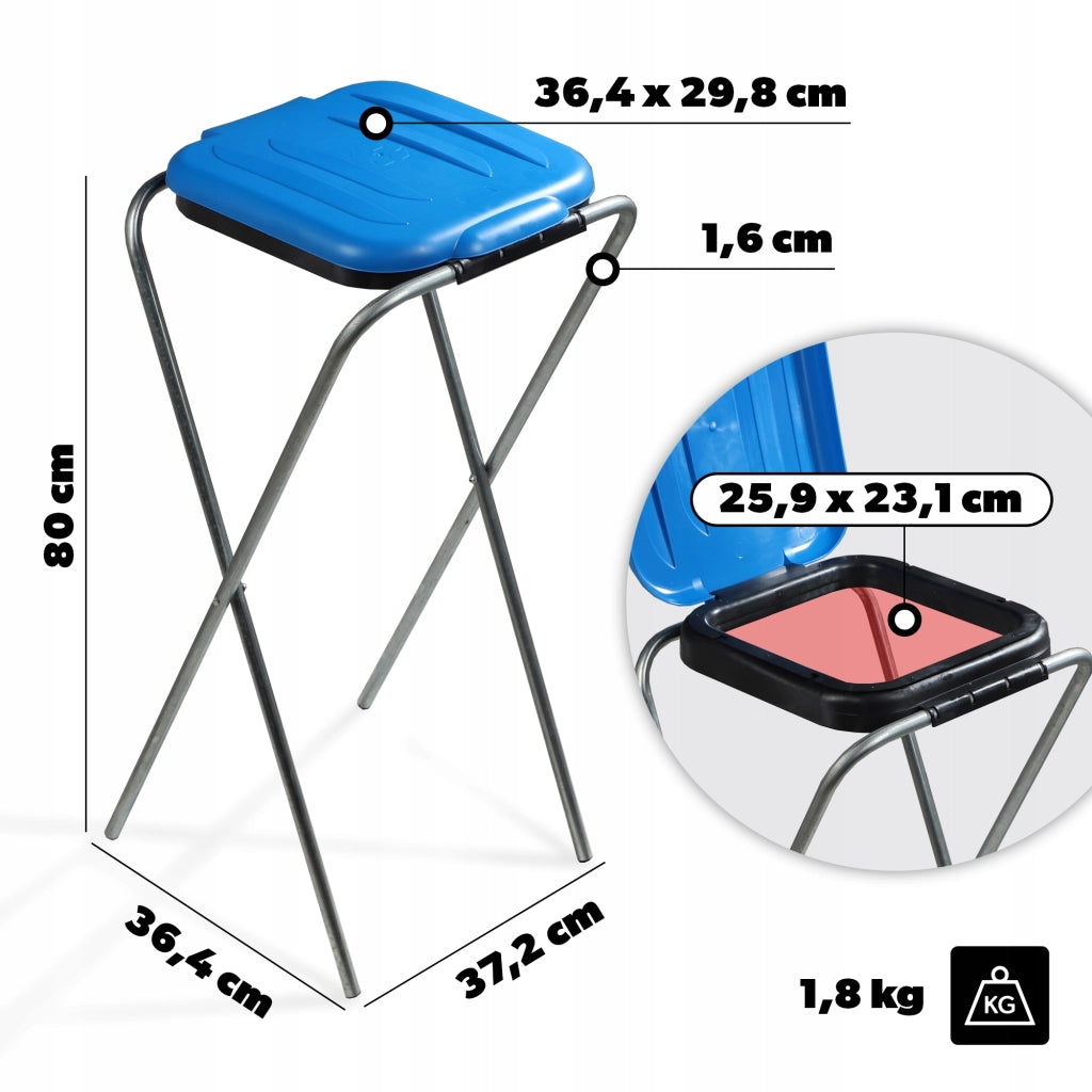 Cestino con supporto KADAX per sacchi per la raccolta differenziata, 120 litri, blu.
