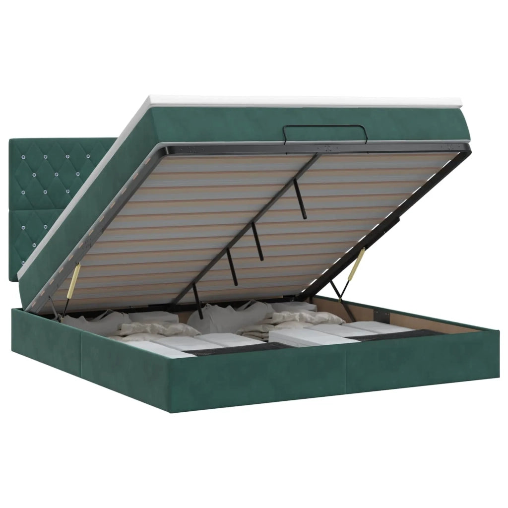 Letto ottomano con materasso Verde Scuro 180 x 200 cm Velluto 3457668