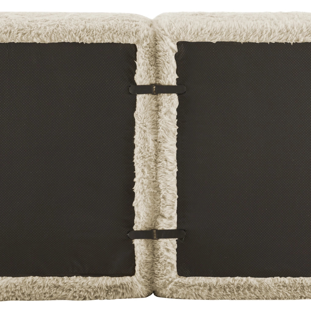 Divano modulare a U 291x179x73 cm in tessuto, beige chiaro, con cuscini, per soggiorni –