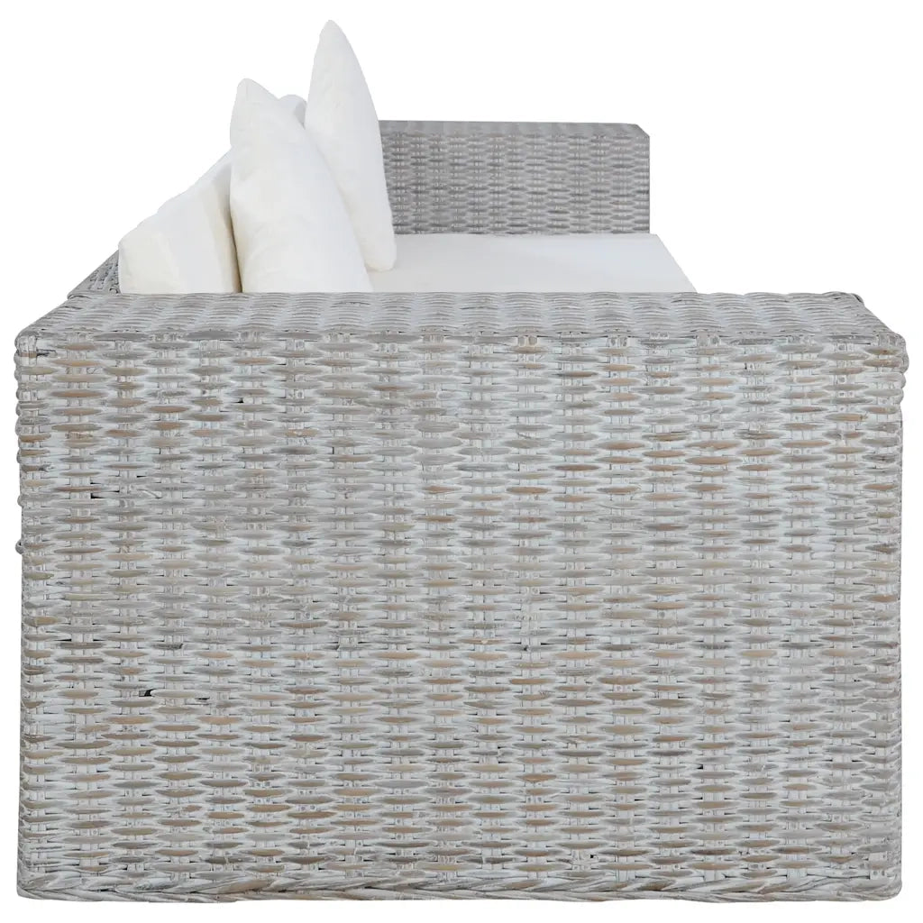 Set di Divani 2 pz con Cuscini Grigio in Rattan Naturale cod mxl 19131