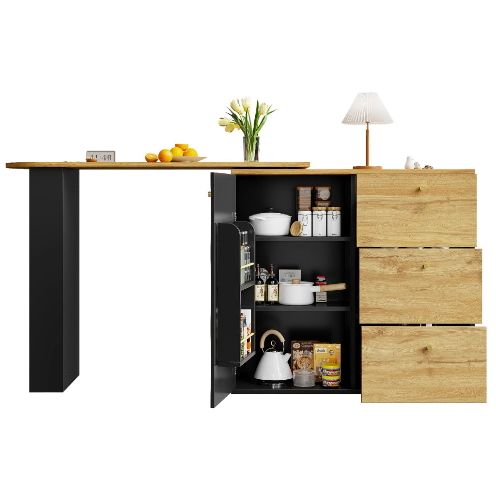 Tavolo Bar Allungabile con Vano ¨C MINIMAL ¨C Piano Effetto Legno, 138-204x39x104 cm