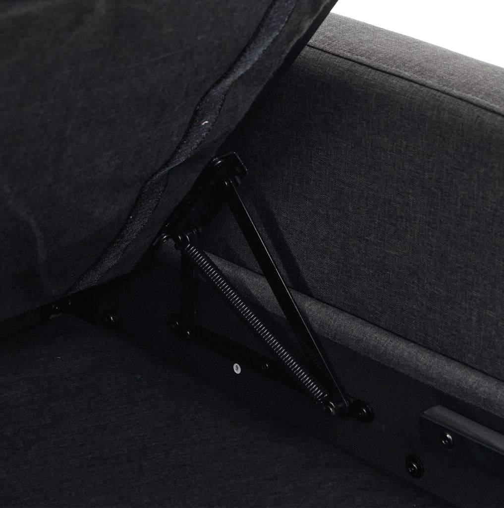 Divano angolare a L con contenitore e chaise longue reversibile, grigio