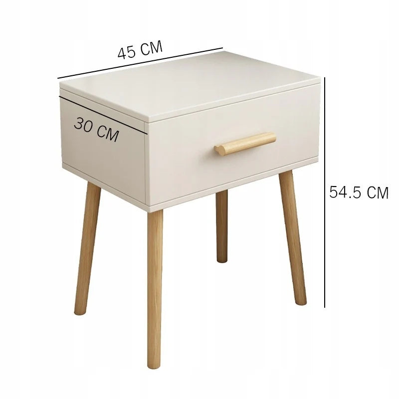 Mobile comodino bianco da 45x54,5x30 cm, funzionale e salvaspazio.