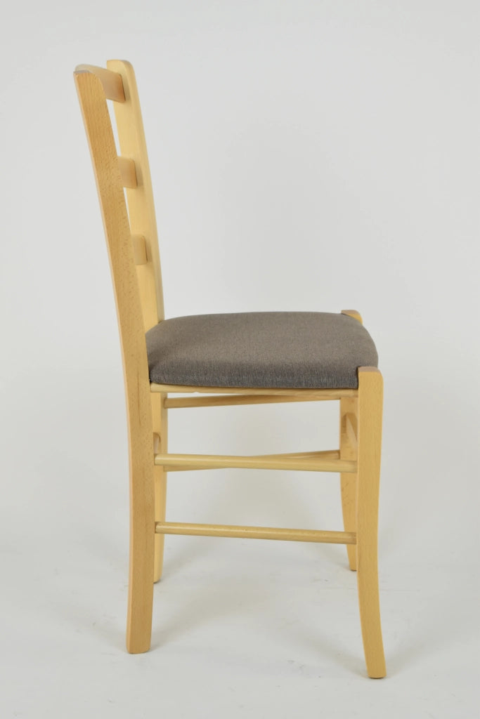 Set 2 Sedie Venice Tommychairs, struttura in faggio verniciata in color naturale e seduta rivestita in tessuto capriolo