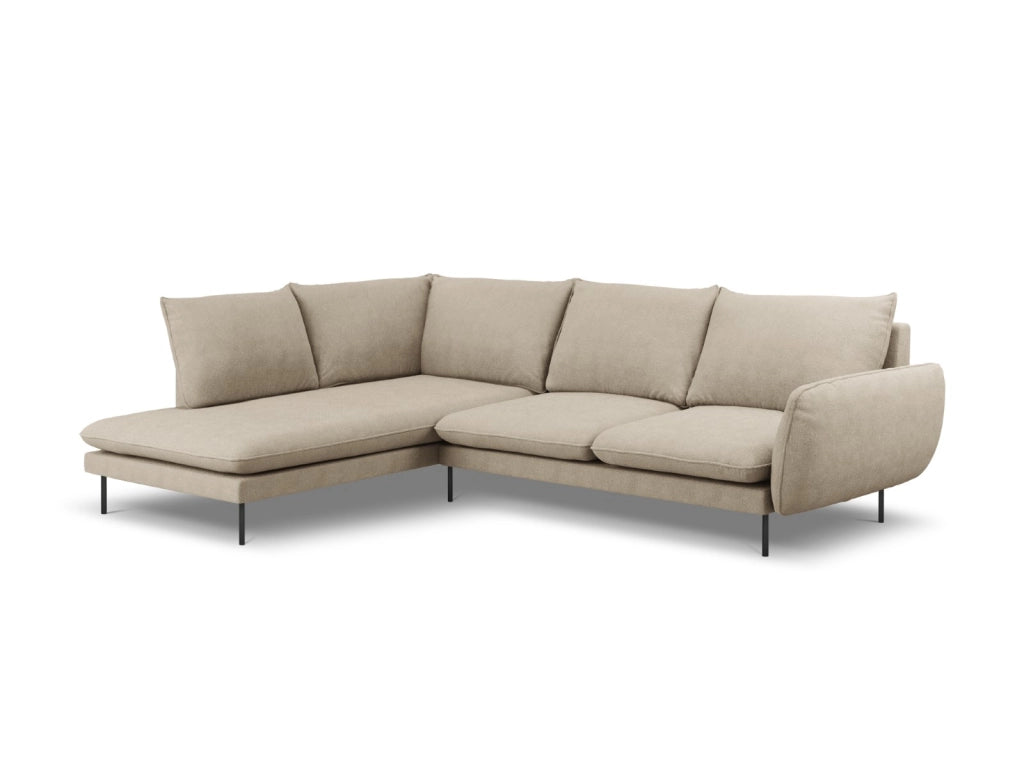 Cosmopolitan Design - Divano angolare sinistro "Vienna" 6 posti in tessuto strutturato beige 