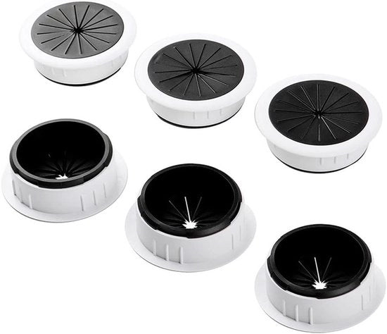 Organizzatore di cavi per ufficio con foro di 60 mm per cavi in plastica - Organizzatore di cavi per computer per uso domestico e ufficio - Bianco