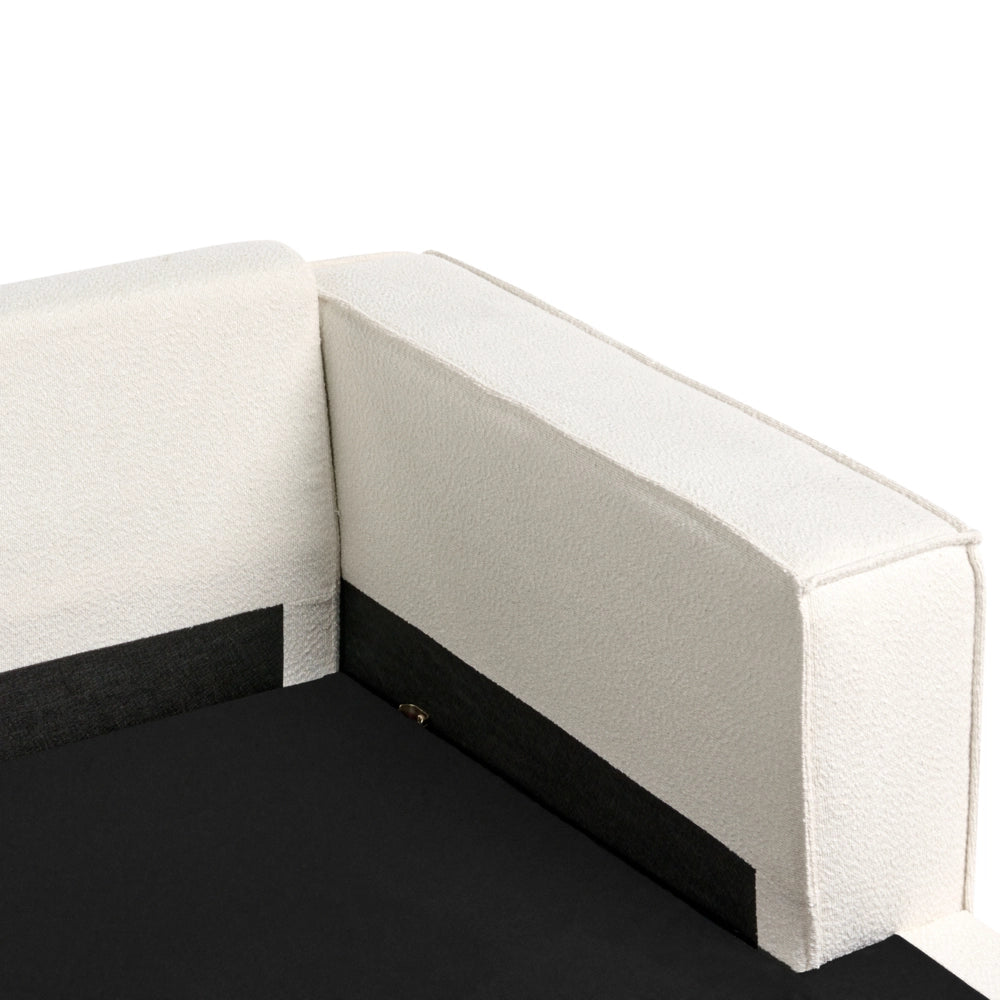 Divano angolare a sinistra in bouclé con schienale imbottito in poliestere e cuscini Beige chiaro stile moderno