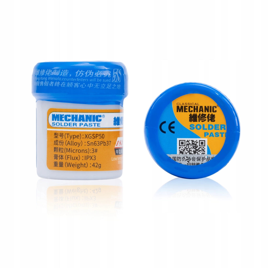 Set di Saldatura Rosfix XGSP50 e RMA-223 – Pasta e Flux No Clean | Temperatura 183°C, 42g | Precisione per GSM e BGA