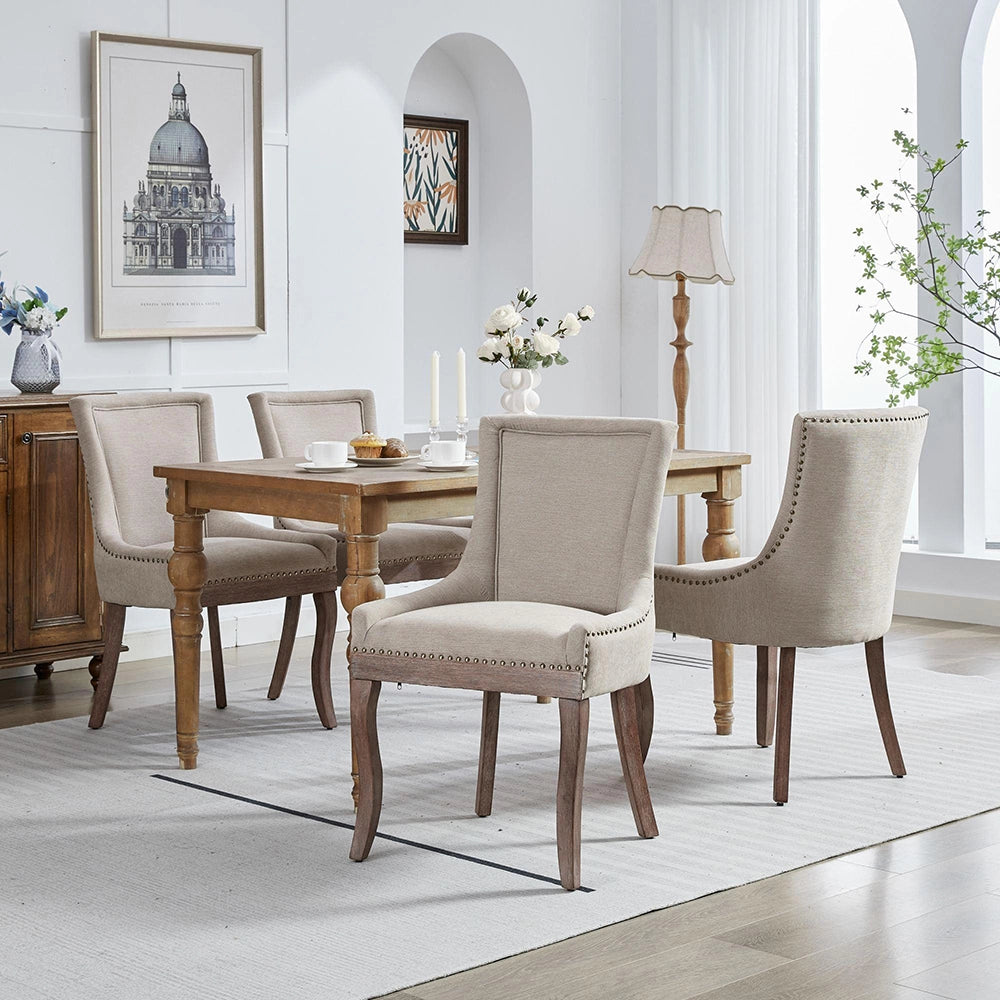Set 2 sedie Ultra Side - Xylo - tessuto beige gambe legno