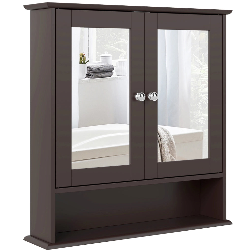 Armadietto Bagno con Specchio ¨C zephmum ¨C 56x13x58cm Marrone