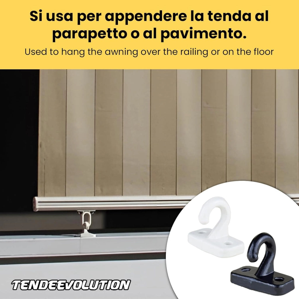 Gancio a Pavimento per tende da sole, Ringhiera ad Uncino Per Tenda a Caduta in Alluminio Colore Nero