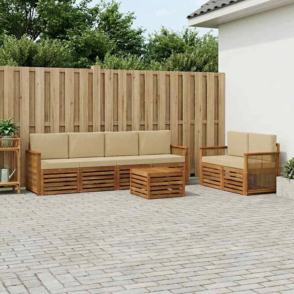 Set di divani da esterno 7 pz Naturale e Beige 3384059