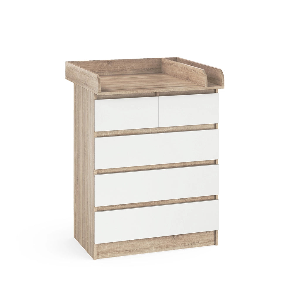 Vicco Fasciatoio Sonoma/Bianco 80 x 110.2 cm con 5 cassetti