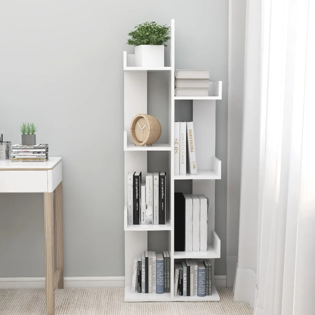 Libreria-Scaffale per Libri-Mobile di Stoccaggio Bianca 48x25,5x140 cm in Truciolato