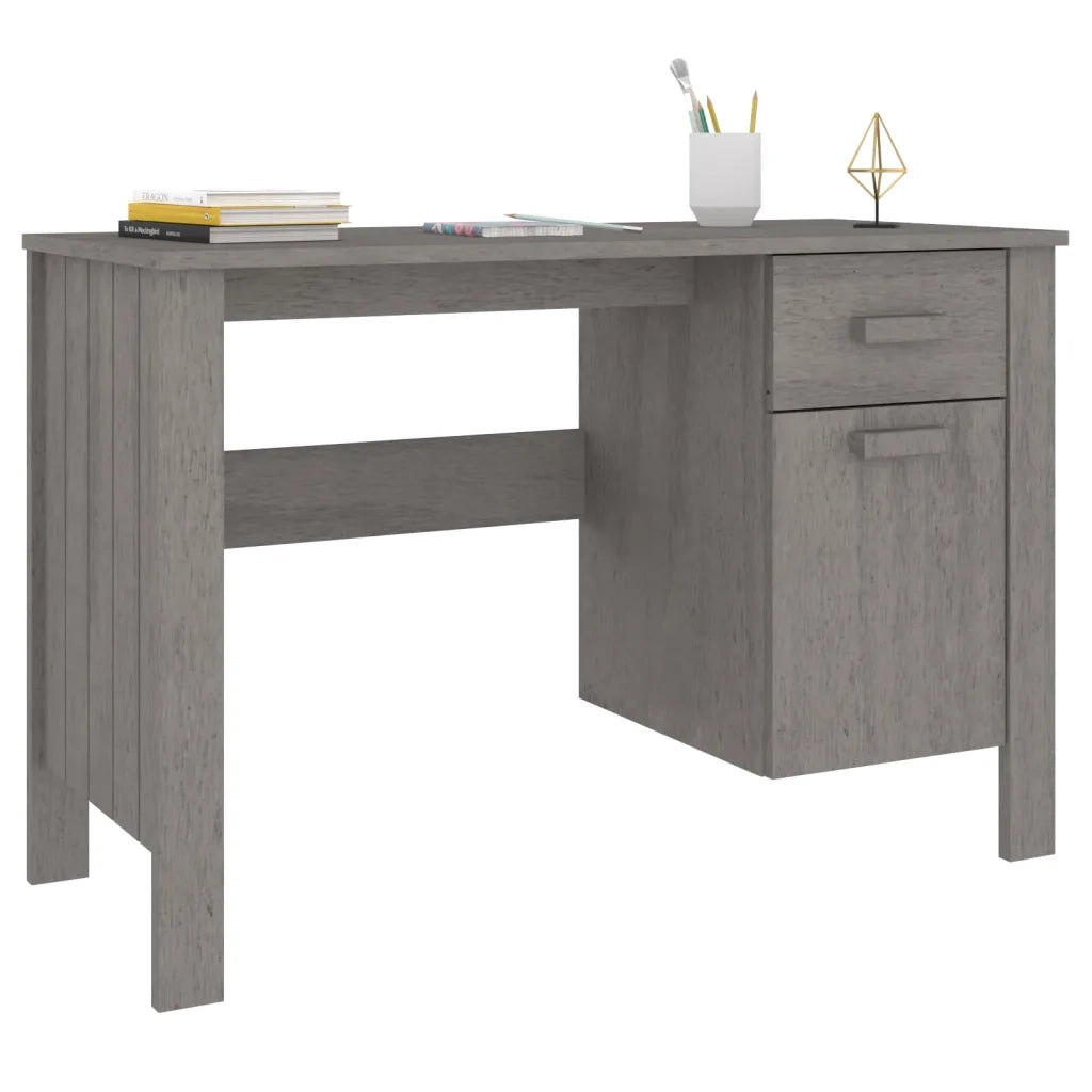 Scrivania HAMAR Grigio Chiaro 113x50x75 cm in Legno di Pino 340463