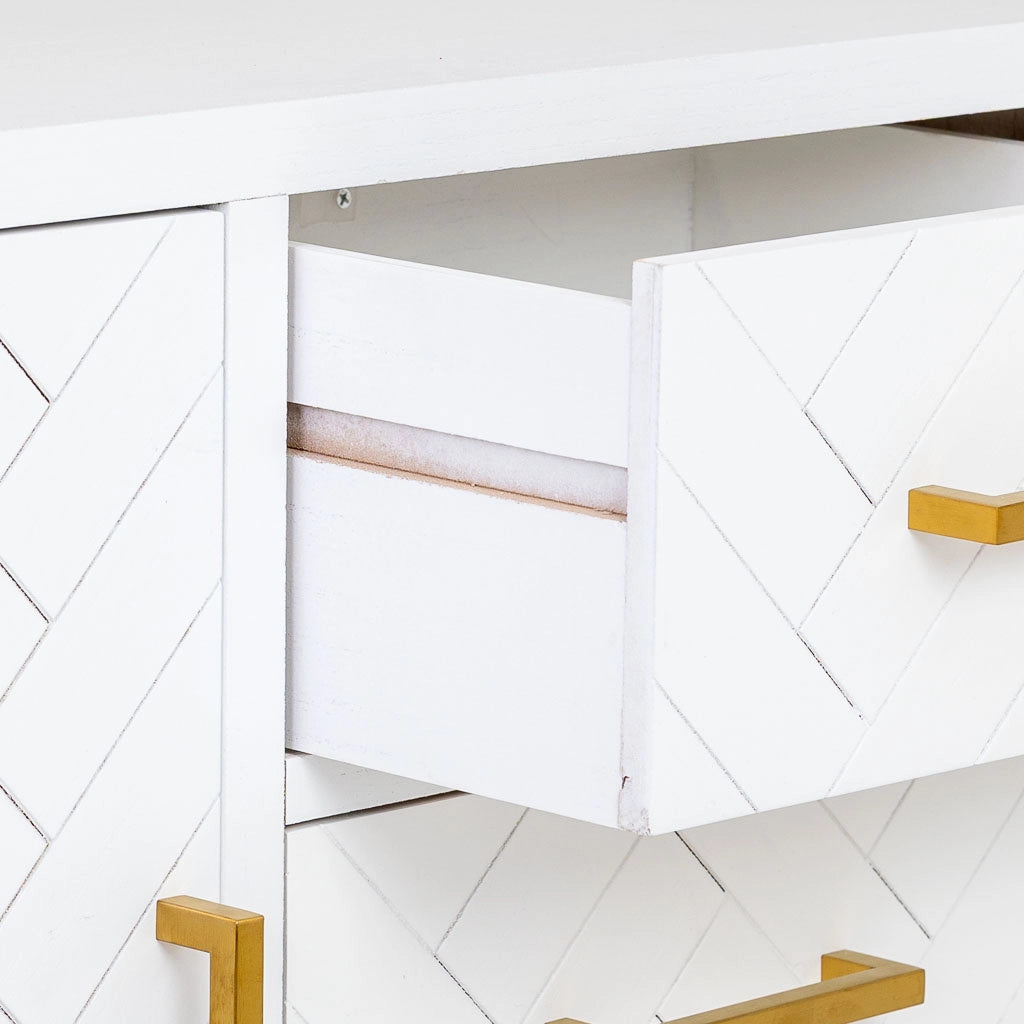 Credenza con 1 anta e 3 cassetti in legno e metallo 80x34x80h cm