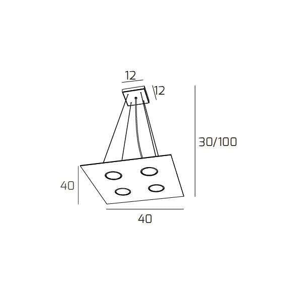 PATH SOSPENSIONE 4 LUCI ATTACCO GX53 QUADRA MARRONE
