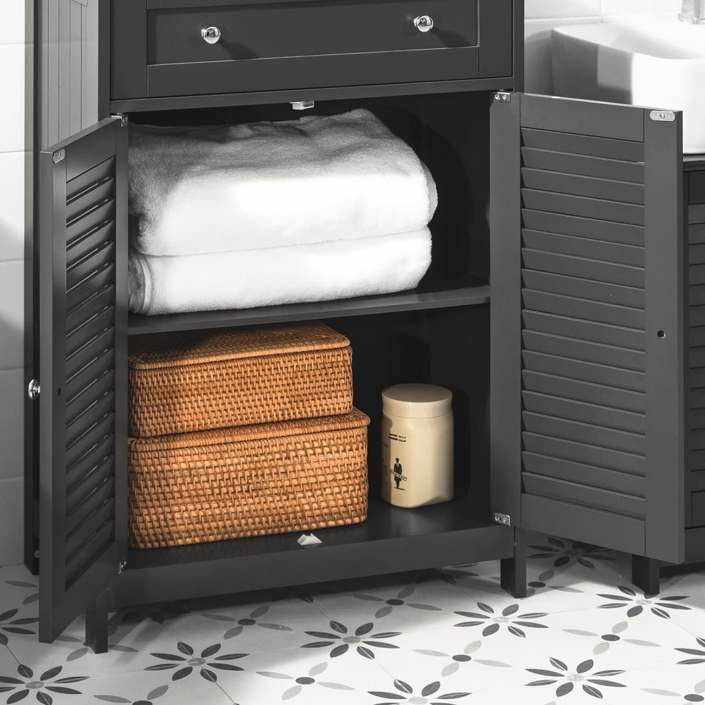 Mobiletto Bagno Colonna Bagno Cassettiera Bagno Con Cassetti Grigio FRG238-DG