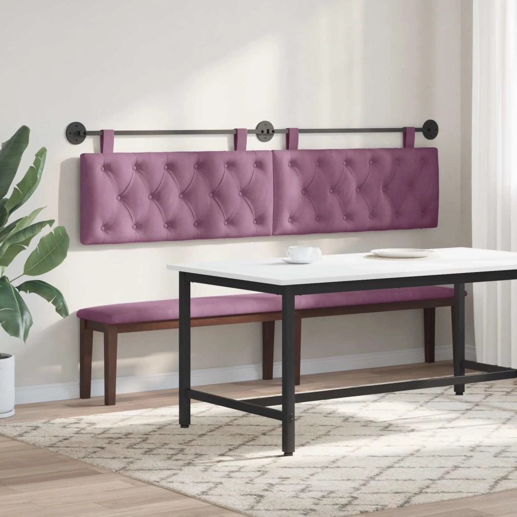 Testiera | Testata sospesa Con luce LED Viola Velluto