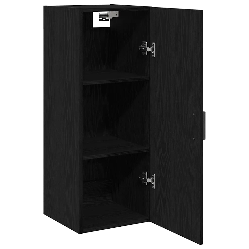 Armadietto a Muro | Mobiletto da Parete Rovere Nero 34,5x34x90 cm in Legno Massello