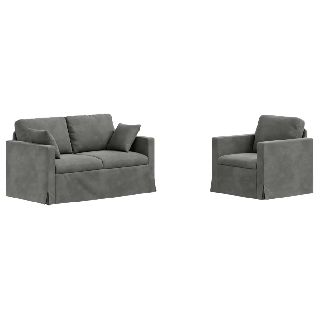 Set di divani 2 pcs Grigio scuro 138 x 78 x 80 cm Velluto