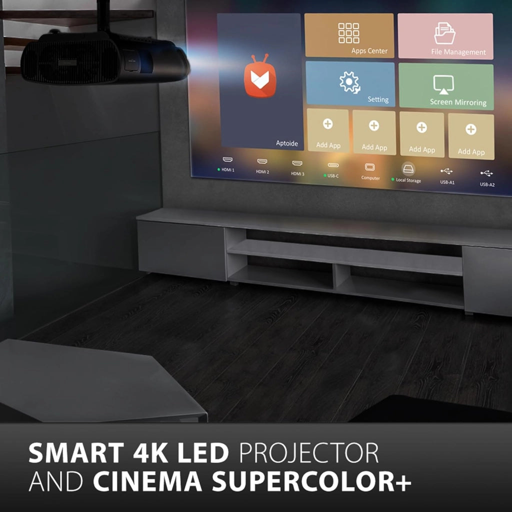 ViewSonic X100-4K LED Proiettore 4K, 2900 Lumen LED, Contrasto 4.000.000:1, Audio Stereo Harman Kardon 20W, HDR, Lens Shift H/V, Zoom Ottico 1,2x, Immagine fino a 300", Ultra-Silenzioso 20 dB