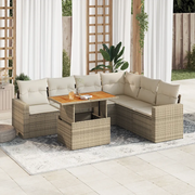 Set Divani da Giardino 7 pz con Cuscini Beige in Polyrattan 3327047