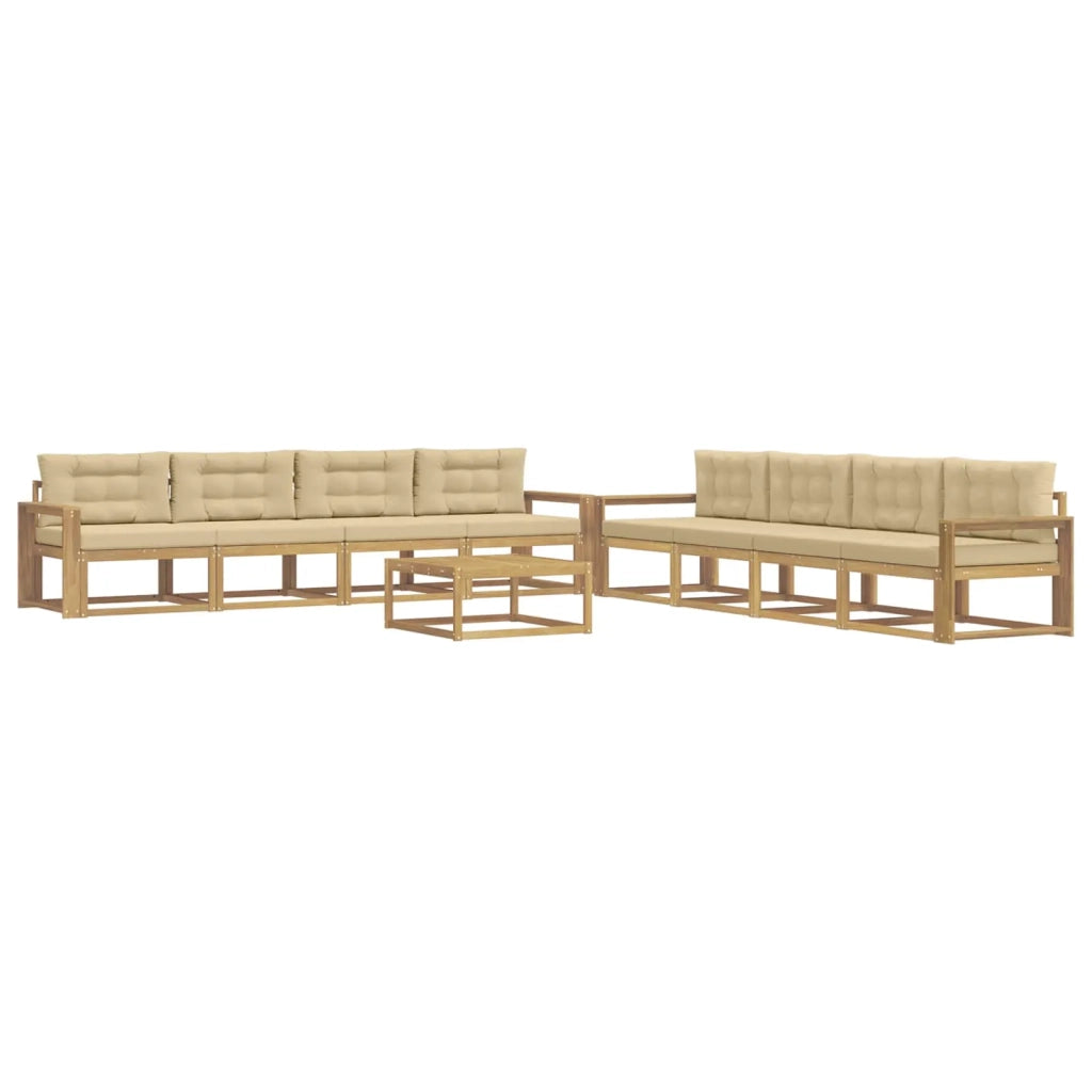 Set di divani da esterno 9 pcs Bianco e Beige 79 x 79 x 37 cm 3386242