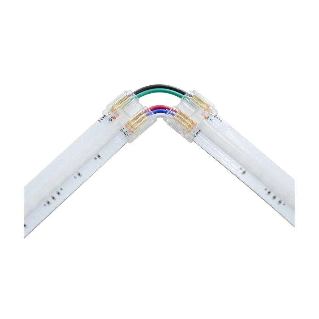 Alcapower Connettore Angolare 5 PIN per Strisce LED RGBW - Giunzione Rapida per Installazioni Professionali su Angoli a 90 Gradi - Art. RGBW-CONN-ANG