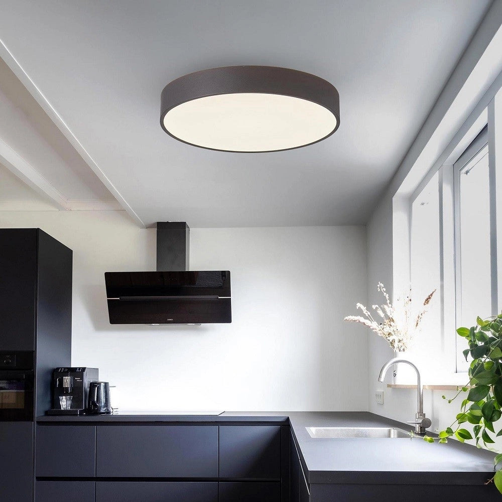 Trade Shop - Plafoniera Rotonda Led 95w Cct 3000k 4000k Lampada 80cm Luce Soffitto Camera 230v - Nero